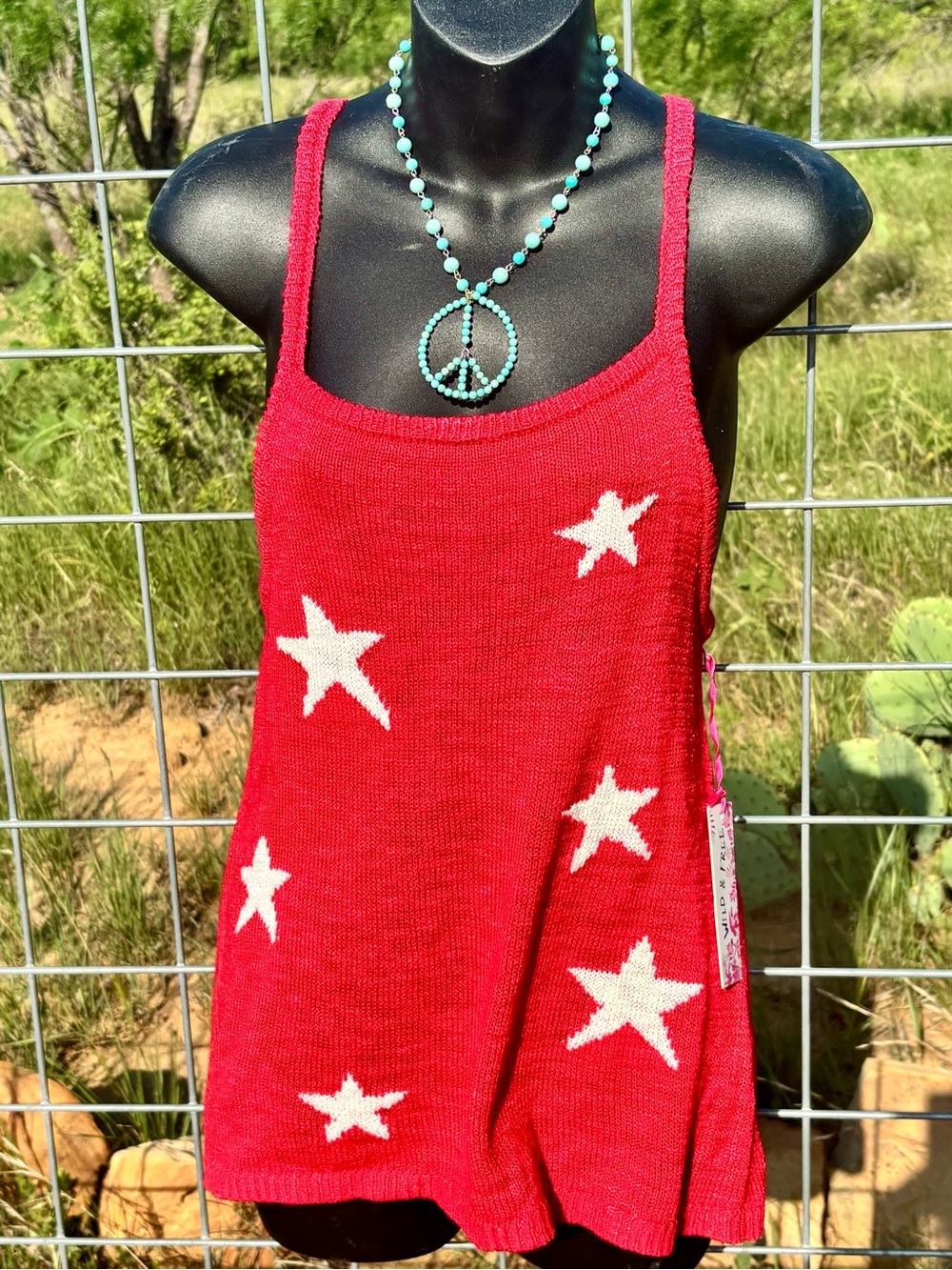 Kohl's Red Tank Top with White Star Pattern NWT Juniors Freshman 1996